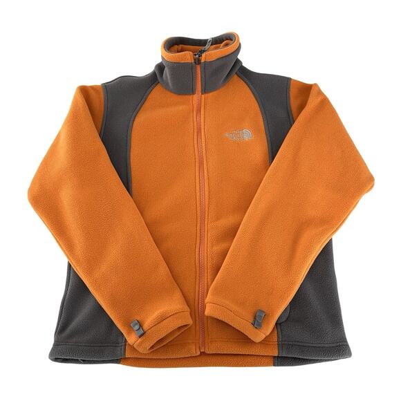 The North Face Fleece Jacket Womens Size M Orange & Gray Full Zip Midlayer - Picture 1 of 8
